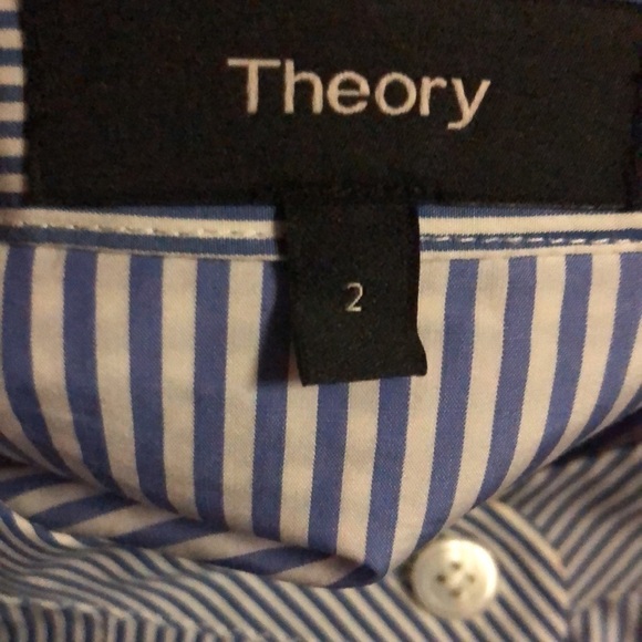 Theory Jodalee Taff Striped Poplin Shirt Dress Blue White Size 2 - Picture 12 of 12